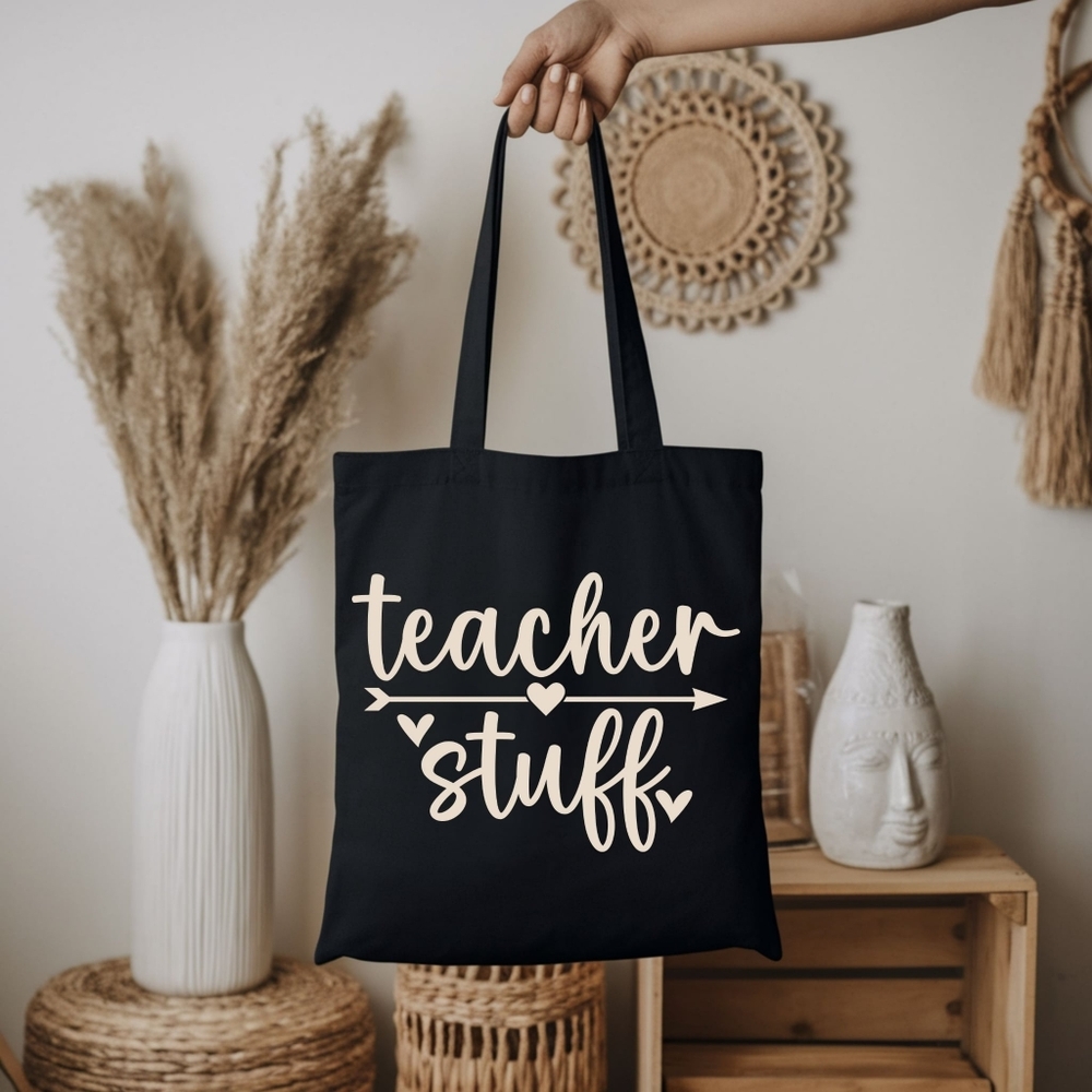 Custom Black Tote Bag Teacher Stuff